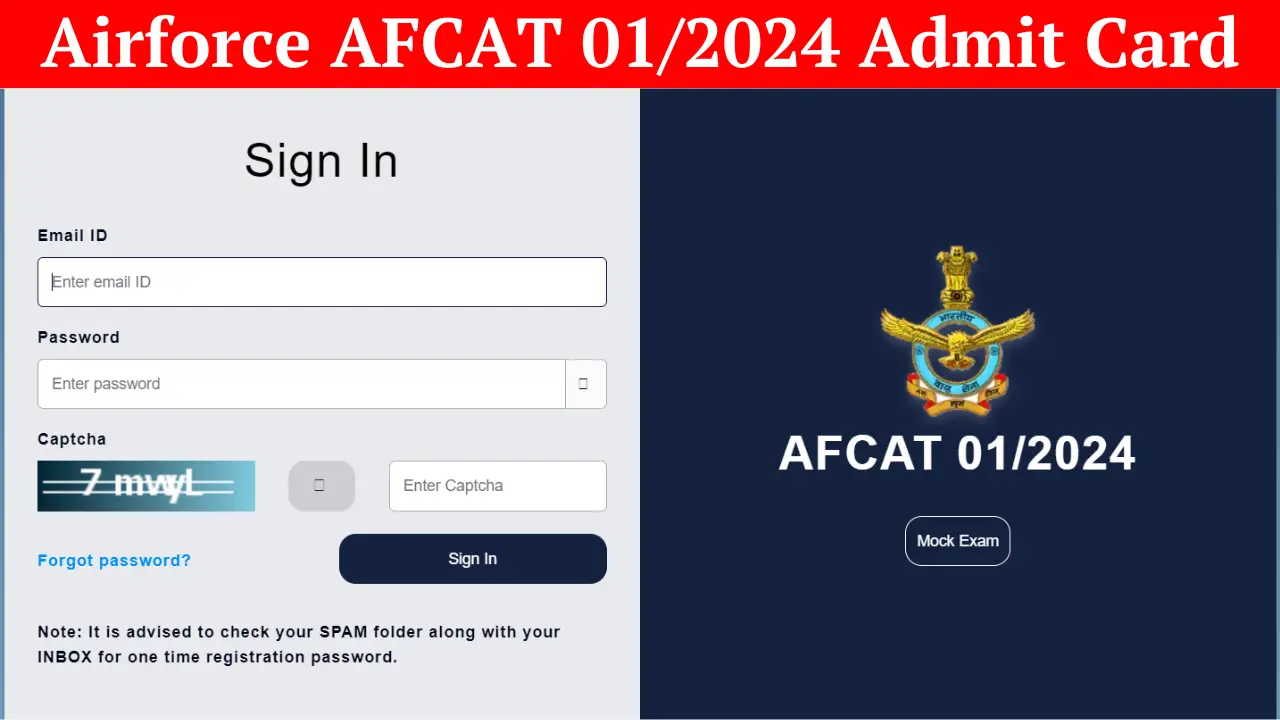 Air Force AFCAT Admit Card