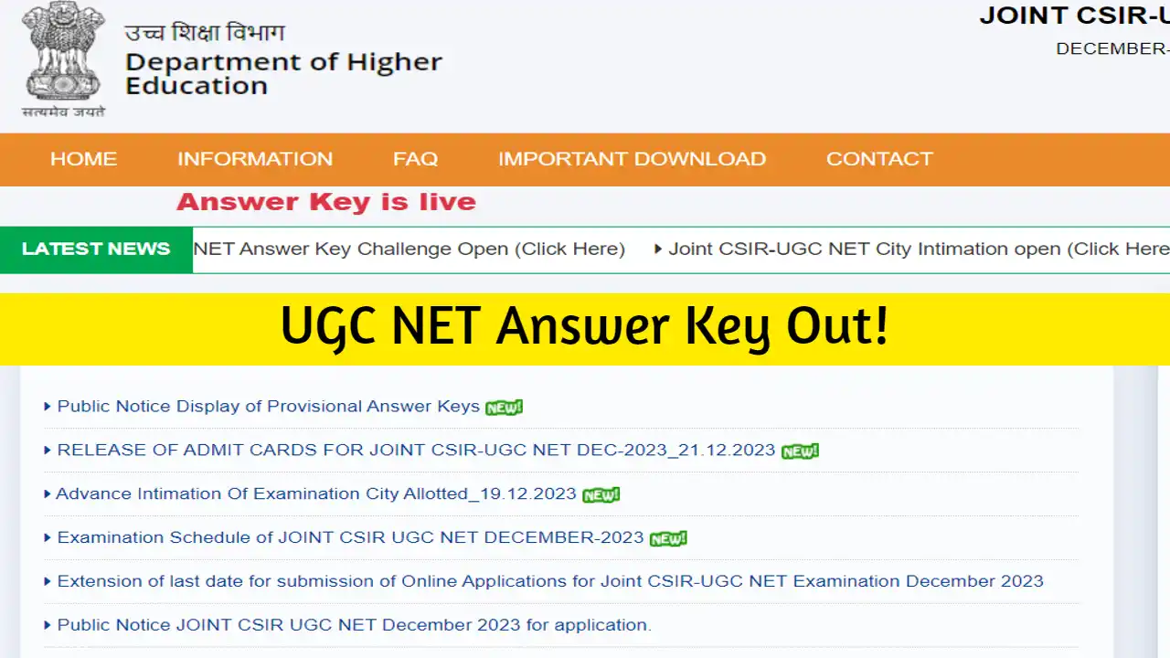 CSIR UGC NET Answer Key 2024