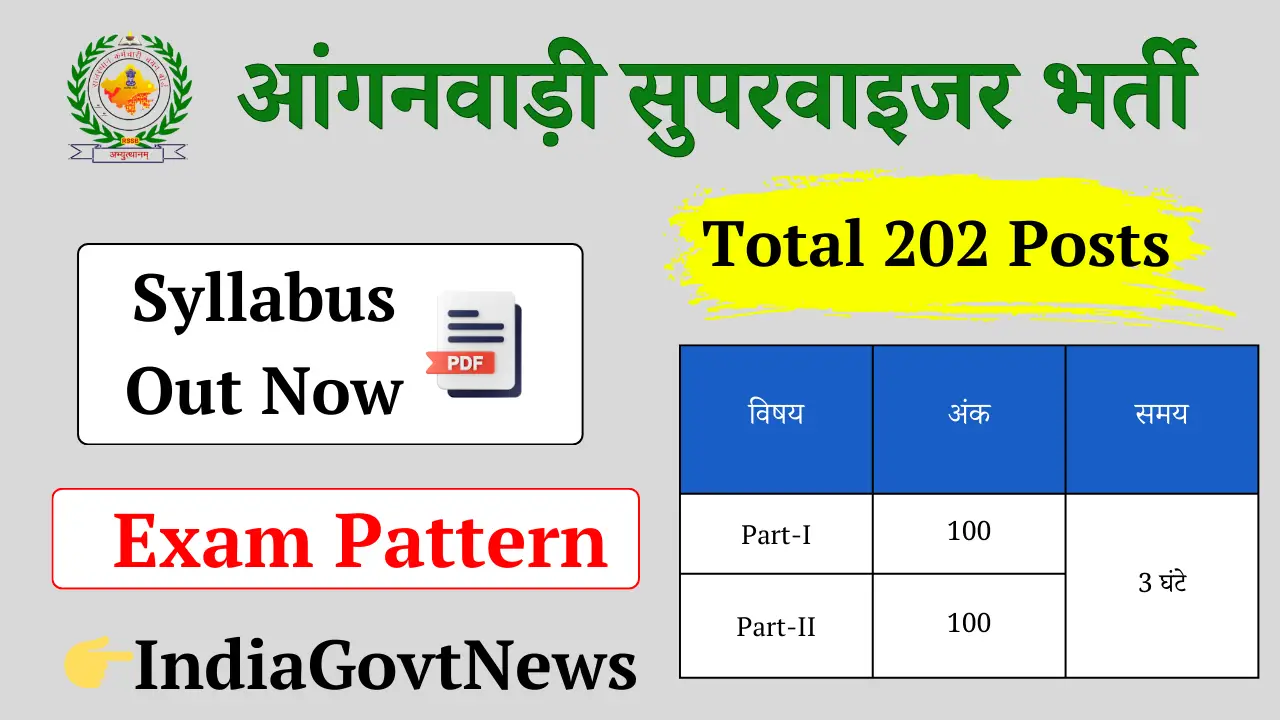Rajasthan Anganwadi Supervisor Syllabus 2024