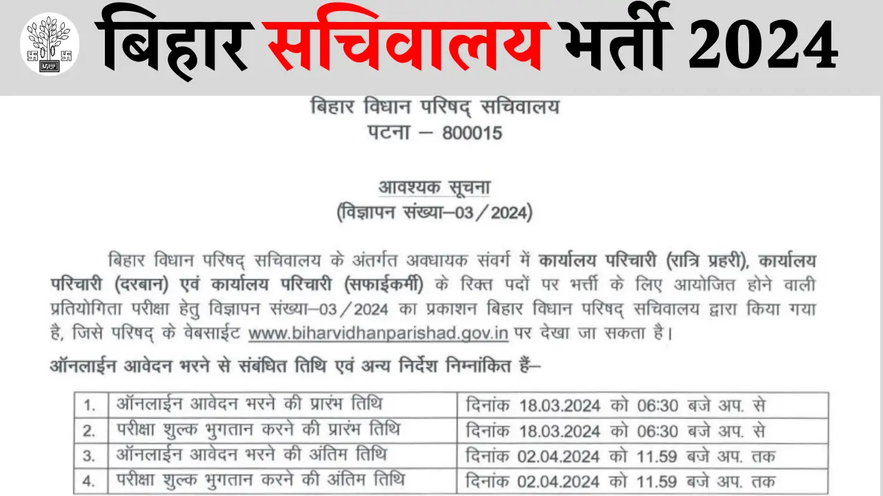 Bihar Sachivalaya Vacancy 2024
