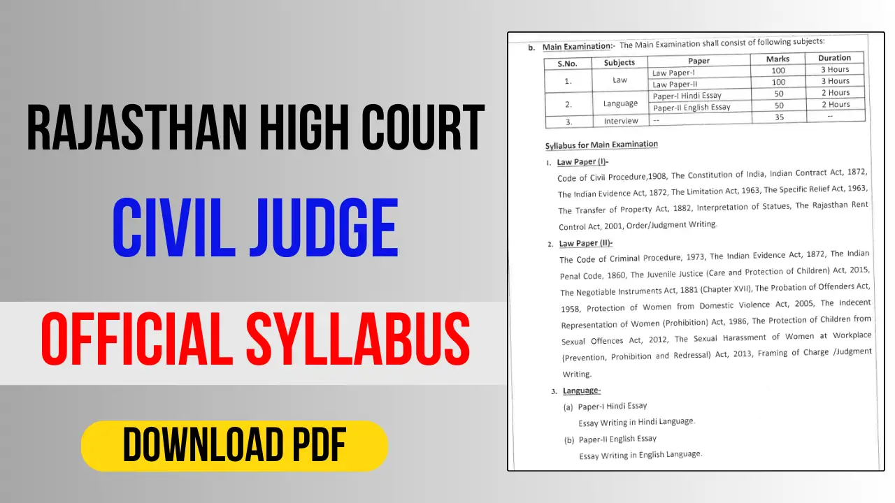 Rajasthan High Court Civil Judge Syllabus